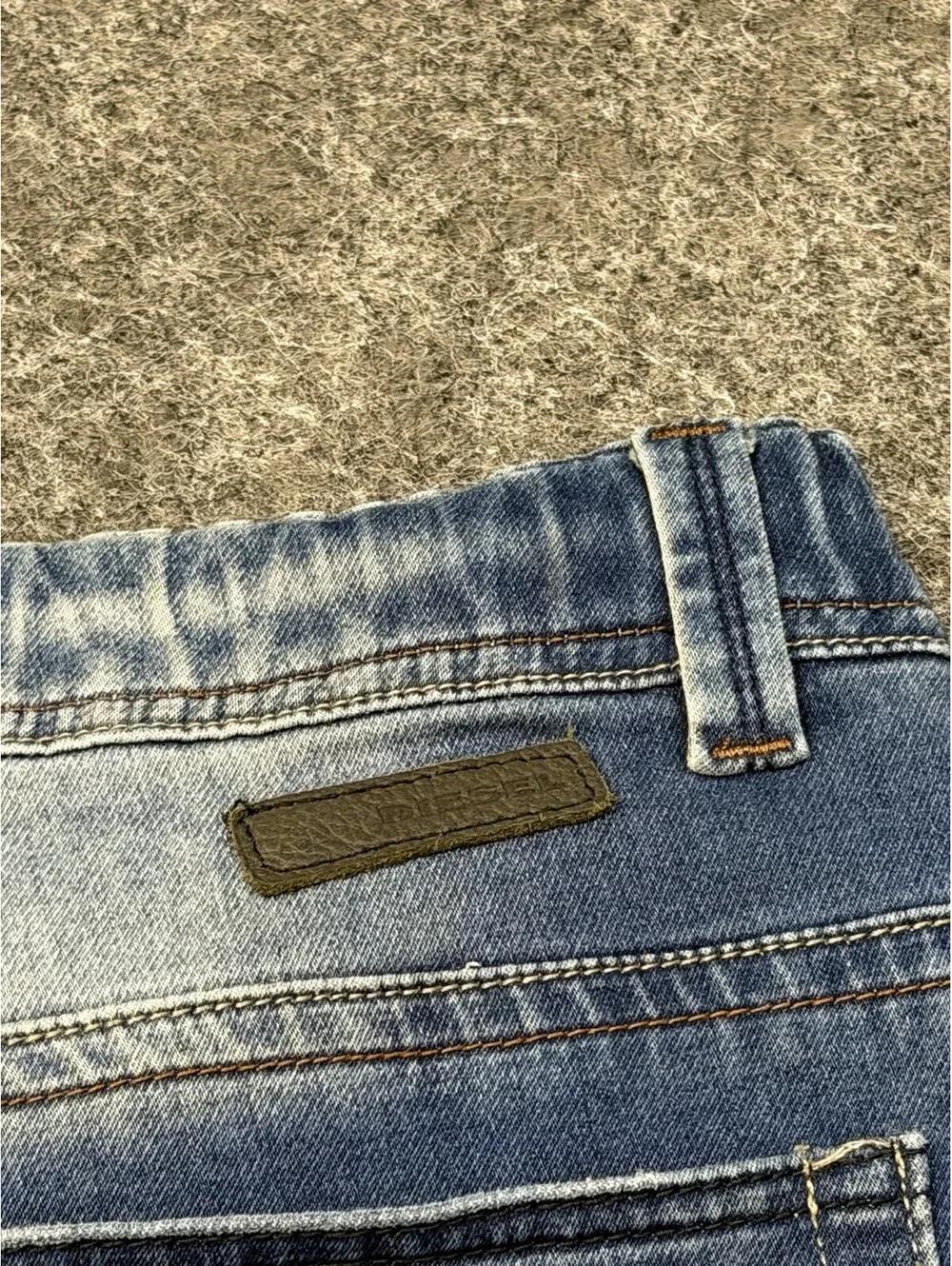 Diesel Krooley Denim Sweatogg Jeans Men’s 32 Blue Distressed Drawstring Italy